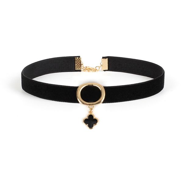 classic four-leaf clover necklace choker velvet necklace collar, Silver
classic four-leaf clover necklace choker velvet necklace collar, Silver