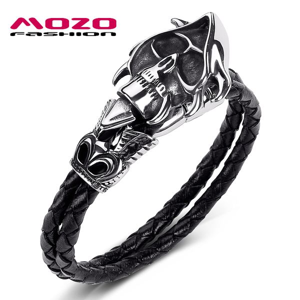 men''s bracelet fashion jewelry black leather stainless steel vil leader skull charm exaggeration ps1035 punk bangle, Golden;silver
men''s bracelet fashion jewelry black leather stainless steel vil leader skull charm exaggeration ps1035 punk bangle, Golden;silver