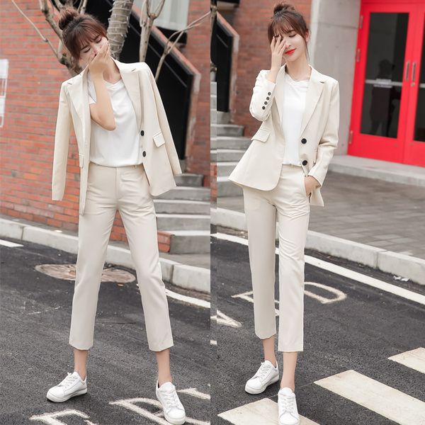 women's suits autumn new fashionable white single-breasted suits wild nine pants temperament women's two-piece suit, White;black
women's suits autumn new fashionable white single-breasted suits wild nine pants temperament women's two-piece suit, White;black