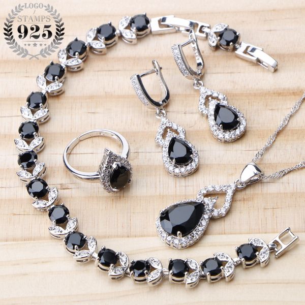 wedding 925 sterling silver jewelry sets women bridal black zircon stones earrings bracelets necklace rings set jewelry gift box, Slivery;golden
wedding 925 sterling silver jewelry sets women bridal black zircon stones earrings bracelets necklace rings set jewelry gift box, Slivery;golden