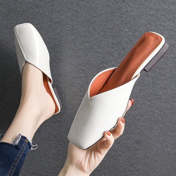 2020 summer mew women full head half slippers leather square-toed ladies' oversize shoes low-heeled sandals fashion flats, Black
2020 summer mew women full head half slippers leather square-toed ladies' oversize shoes low-heeled sandals fashion flats, Black