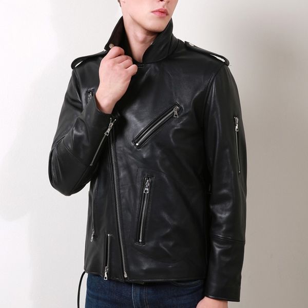 leather men's short coat solid black fashionable motorcycle coat brand street skin sheepskin short sleeve winter
leather men's short coat solid black fashionable motorcycle coat brand street skin sheepskin short sleeve winter