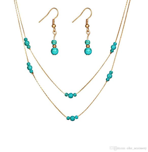 earring necklace jewelry sets turquoise beads earring two layers turquoise beads necklace gold silver color plated metal chain
earring necklace jewelry sets turquoise beads earring two layers turquoise beads necklace gold silver color plated metal chain