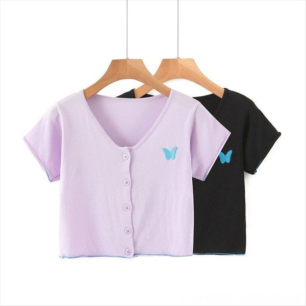 2020v collar short-sleeved single-breasted ins butterfly embroidery leisure navel 2020v collar short-sleeved single-breasted ins butterf, White
2020v collar short-sleeved single-breasted ins butterfly embroidery leisure navel 2020v collar short-sleeved single-breasted ins butterf, White