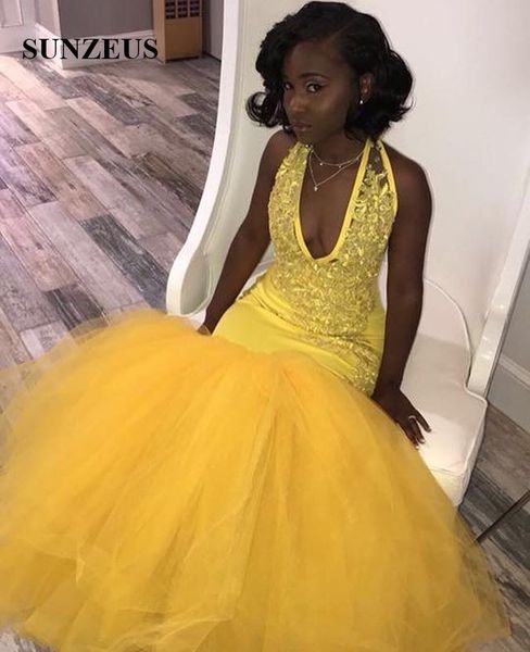 charming yellow black girl mermaid prom dresses halter deep v neck appliqued formal dress sweep train satin plus size evening gowns
charming yellow black girl mermaid prom dresses halter deep v neck appliqued formal dress sweep train satin plus size evening gowns
