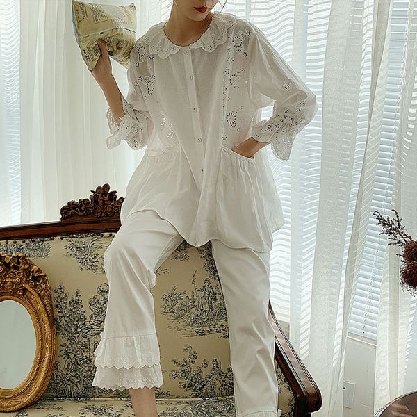 women's sleepwear spring autumn cotton sweet princess long-sleeved pajamas round neck white 2 piece women wear pijama mujer cute lace, Black;red
women's sleepwear spring autumn cotton sweet princess long-sleeved pajamas round neck white 2 piece women wear pijama mujer cute lace, Black;red
