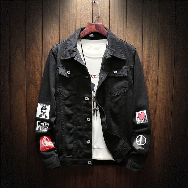 2019 fall winter mens denim jackets slim fit mens jeans jacket cotton outwear coat long sleeve print male clothing plue size 5xl, Black;brown
2019 fall winter mens denim jackets slim fit mens jeans jacket cotton outwear coat long sleeve print male clothing plue size 5xl, Black;brown