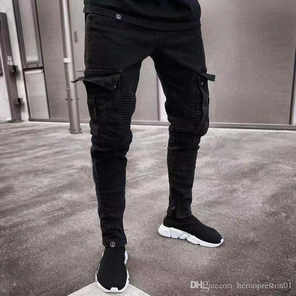 black sports elasticity mens jeans autumn fashion panelled mens jeans ausual ripped jeans with zipper, Blue
black sports elasticity mens jeans autumn fashion panelled mens jeans ausual ripped jeans with zipper, Blue