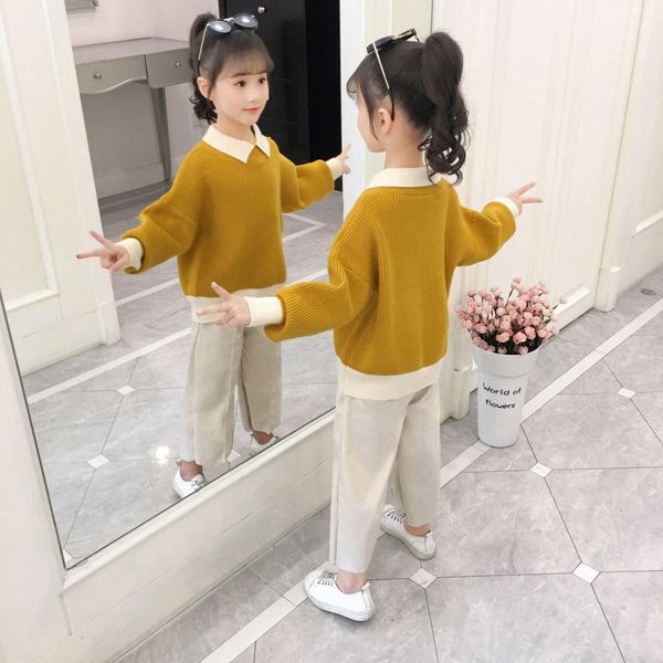 2 sets children's clothing girls sweater spring and autumn new shirt + trousers fashion jacket casual wide leg pants two-piece, White
2 sets children's clothing girls sweater spring and autumn new shirt + trousers fashion jacket casual wide leg pants two-piece, White