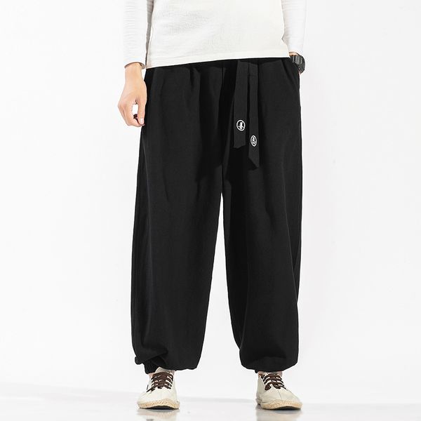 men's pants chinese style men 2021 embroidery loose vintage harem mens elastic trousers male solid 5xl, Black
men's pants chinese style men 2021 embroidery loose vintage harem mens elastic trousers male solid 5xl, Black