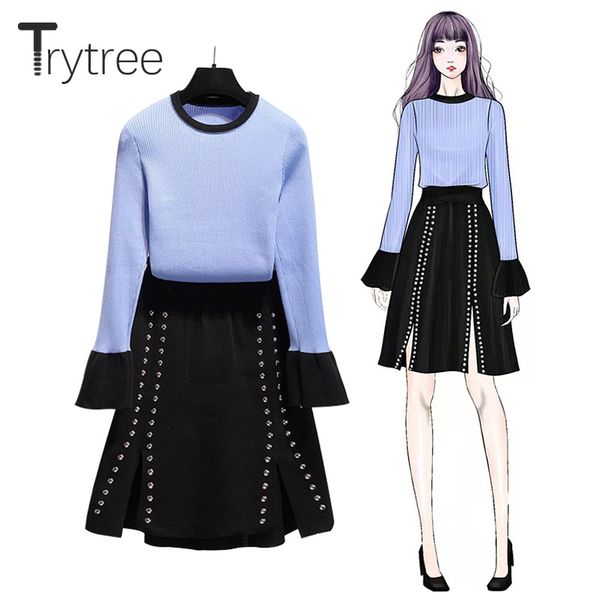 trytree осень зима комплект из двух частей повседневная трикотажная flare рукавом топ + юбка заклепки сплит подол мини офис леди комплект 2, White
trytree осень зима комплект из двух частей повседневная трикотажная flare рукавом топ + юбка заклепки сплит подол мини офис леди комплект 2, White