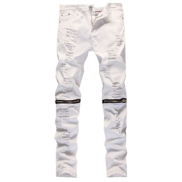 2019 new male jeans white ripped knee hole club jeans men brand slim fit cut destroyed torn jean pants for male homme, Blue
2019 new male jeans white ripped knee hole club jeans men brand slim fit cut destroyed torn jean pants for male homme, Blue