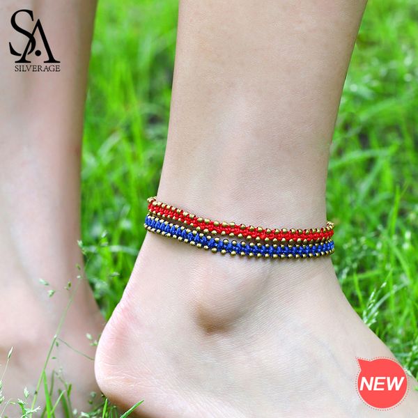 sa silverage red/blue rope anklets for woman bell adjustable woman anklets round ball hand made jewlery new arrival 
sa silverage red/blue rope anklets for woman bell adjustable woman anklets round ball hand made jewlery new arrival