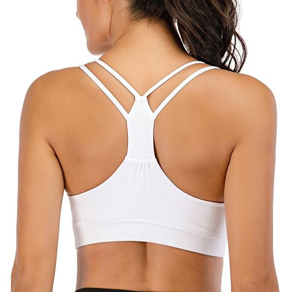 women backless sport bra scoop neckline large size underwear for fitness padded sports bra push up, White;black
women backless sport bra scoop neckline large size underwear for fitness padded sports bra push up, White;black