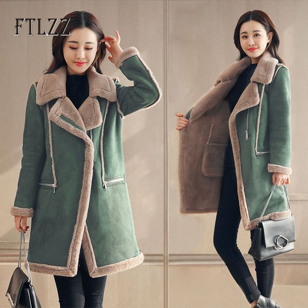 women green long jacket and coat new 2019 autumn winter slim long sleeved lamb liner warm parkas female turndown collar outwear, Black
women green long jacket and coat new 2019 autumn winter slim long sleeved lamb liner warm parkas female turndown collar outwear, Black