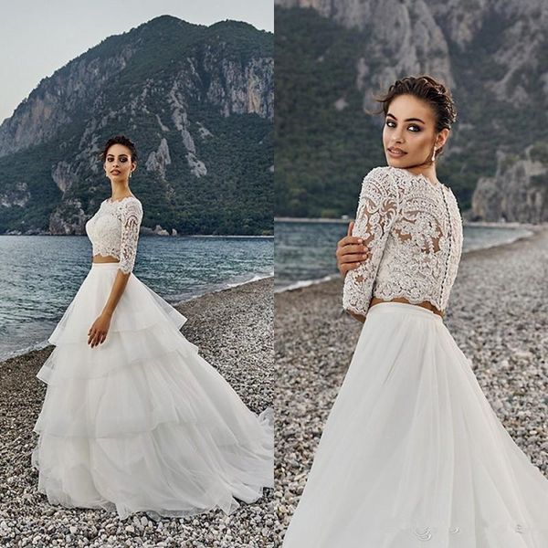 2 pieces wedding dress lace half sleeve bateau neck ruffles tiered skirt a line outdoor wedding 2020 new bridal gowns custom size, White
2 pieces wedding dress lace half sleeve bateau neck ruffles tiered skirt a line outdoor wedding 2020 new bridal gowns custom size, White