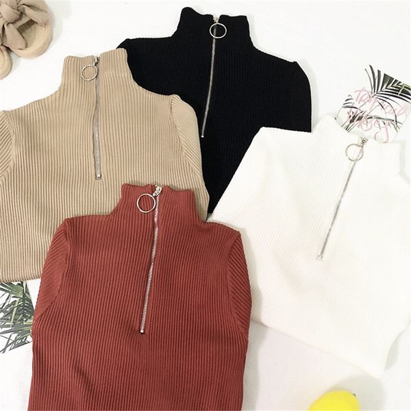2019casual zipper sweater women turtleneck solid spring autumn female knitted sweater pullovers long sleeve chic soft jumper top, White;black
2019casual zipper sweater women turtleneck solid spring autumn female knitted sweater pullovers long sleeve chic soft jumper top, White;black