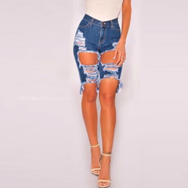 2019 summer women short jeans pant fashion hole elastic denim pants knee length ripped female skinny jeans pants, Blue
2019 summer women short jeans pant fashion hole elastic denim pants knee length ripped female skinny jeans pants, Blue