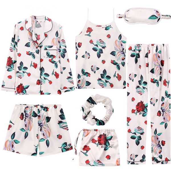 pyjama 2019 womens 7 pieces pajamas sets stain faux silk pajamas women sleepwear sets autumn winter +shorts+shirt+pants, Blue;gray
pyjama 2019 womens 7 pieces pajamas sets stain faux silk pajamas women sleepwear sets autumn winter +shorts+shirt+pants, Blue;gray