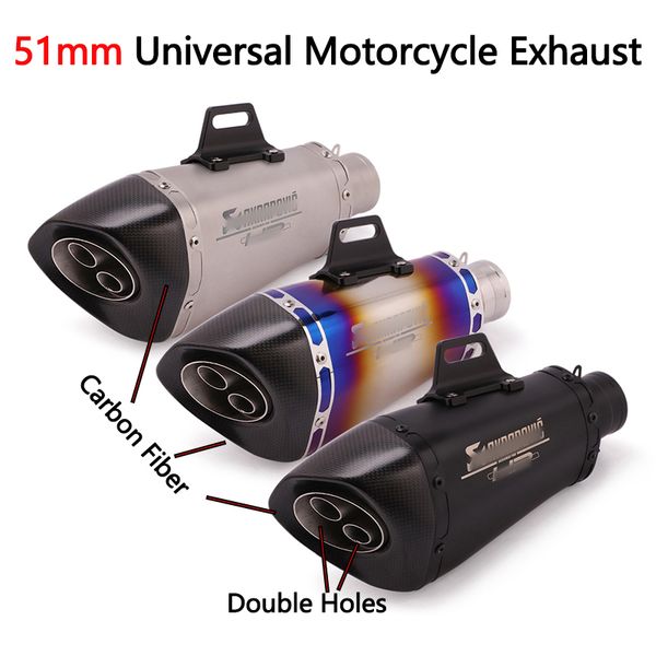 51mm inlet universal motorcycle exhaust muffler dual double pipe escape moto db killer laser for cb1000r ninja250 duke250
51mm inlet universal motorcycle exhaust muffler dual double pipe escape moto db killer laser for cb1000r ninja250 duke250
