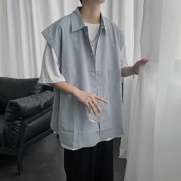 2020 spring and summer new youth popular men's loose large pockets irregular sleeveless shirt fashion casual shirt jacket -2xl, White;black
2020 spring and summer new youth popular men's loose large pockets irregular sleeveless shirt fashion casual shirt jacket -2xl, White;black