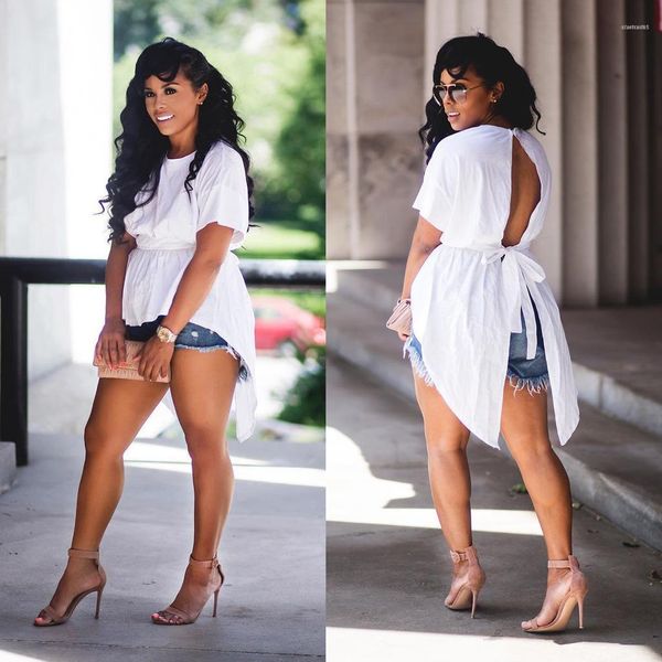 sleeve clothing summer designer shirt womens summer back hollow blouse girl irregular candy color crew neck short, White
sleeve clothing summer designer shirt womens summer back hollow blouse girl irregular candy color crew neck short, White