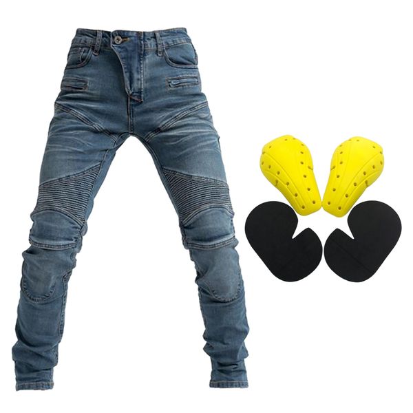 motorcycle riding men's jeans racing resistance pants blue