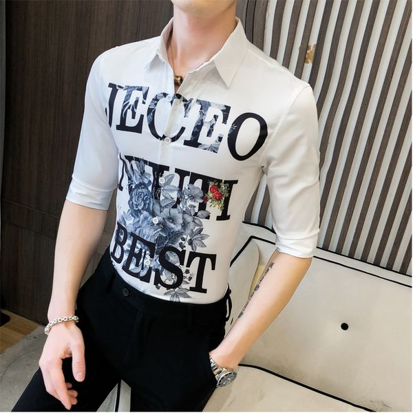 fashion shirt men half sleeve letter print casual slim fit dress shirts streetwear social camisa masculina brand blusa homme, White;black
fashion shirt men half sleeve letter print casual slim fit dress shirts streetwear social camisa masculina brand blusa homme, White;black