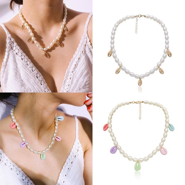 women's jewelry national wind single layer joker acrylic item simple pearl color shell ladies necklace, Golden;silver
women's jewelry national wind single layer joker acrylic item simple pearl color shell ladies necklace, Golden;silver