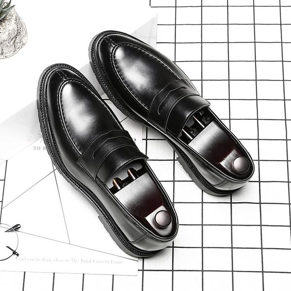 mens shoes leather social formal elegant wedding shoes men #msw8118161, Black