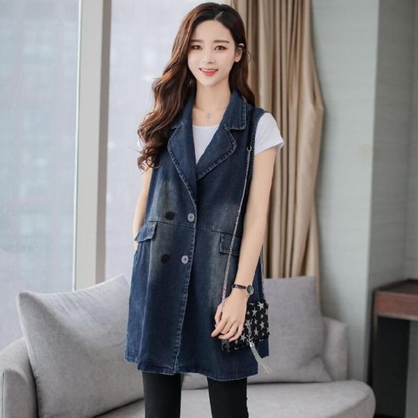 plus size 3xl 2020 spring autumn sleeveless denim vest cardigan ladies jean waistcoats long jeans coat women slim outerwear p619, Black;white
plus size 3xl 2020 spring autumn sleeveless denim vest cardigan ladies jean waistcoats long jeans coat women slim outerwear p619, Black;white