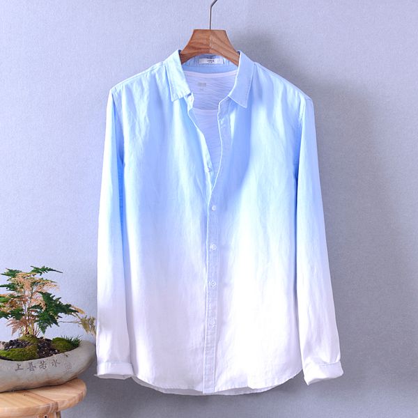 new brand long sleeve 100% linen shirts men fashion gradient sky blue shirt male casual comfortable shirt mens camisa, White;black
new brand long sleeve 100% linen shirts men fashion gradient sky blue shirt male casual comfortable shirt mens camisa, White;black