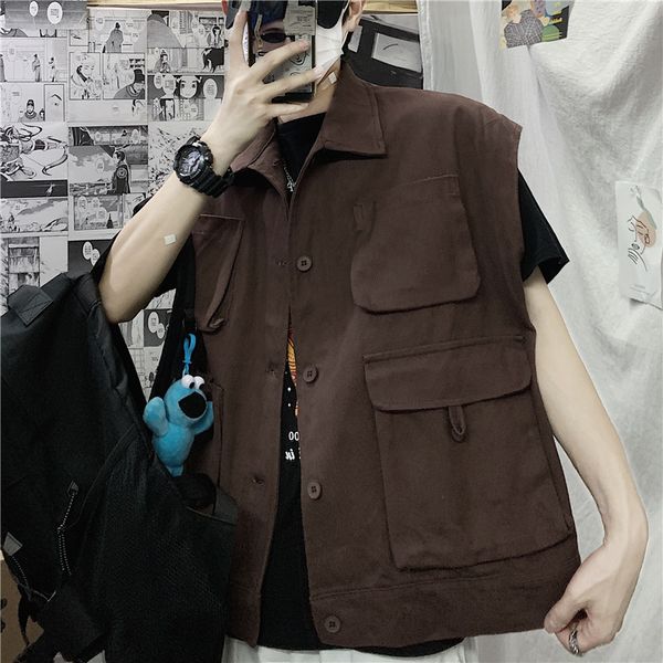 spring cotton vest men's fashion solid color retro multi-pocket vest jacket men streetwear wild loose hip hop coat mens, Black;white
spring cotton vest men's fashion solid color retro multi-pocket vest jacket men streetwear wild loose hip hop coat mens, Black;white