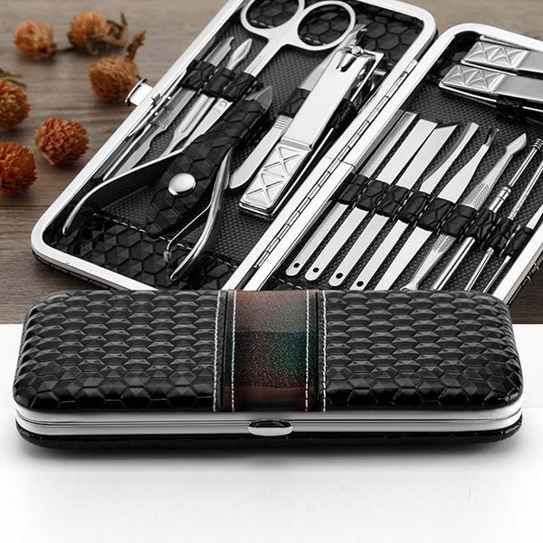 18pcs manicure pedicure set stainless nail clippers kit cuticle grooming beauty tools cun 668
18pcs manicure pedicure set stainless nail clippers kit cuticle grooming beauty tools cun 668