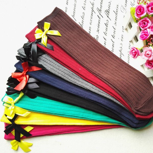girl cotton knee high socks solid color striped stockings with bow 8colors, Pink;yellow
girl cotton knee high socks solid color striped stockings with bow 8colors, Pink;yellow