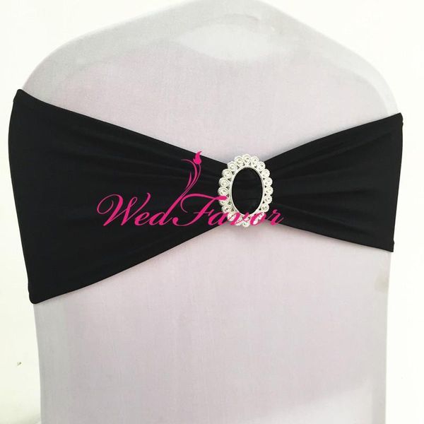 

wedfavor 100pcs elastic stretch chair bow ties lycra spandex chair band sashes with oval buckle for l event wedding