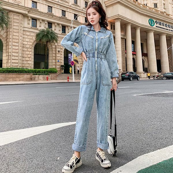 cowboy women's jumpsuit long-sleeved elastic waist loose bf wind-fit one-piece clothing zipper big pocket denim jumpsuits, Black;white
cowboy women's jumpsuit long-sleeved elastic waist loose bf wind-fit one-piece clothing zipper big pocket denim jumpsuits, Black;white