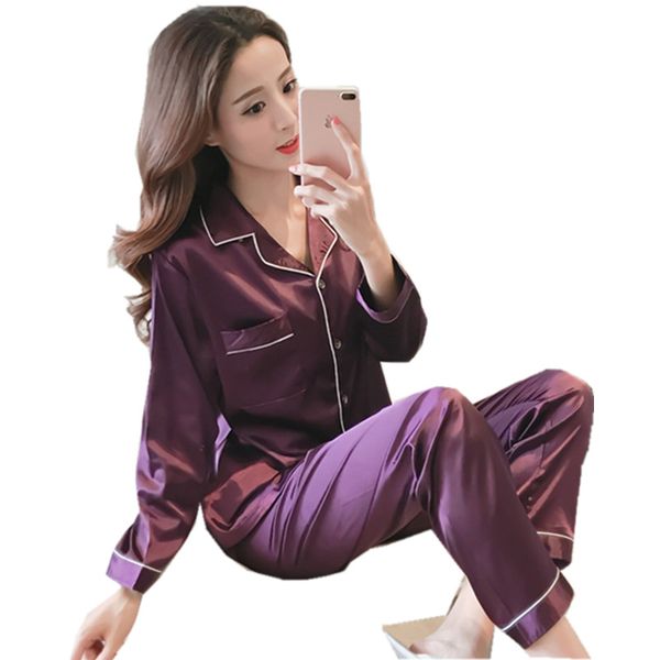 new silk satin pyjamas women pajamas plus size long sleeves pajama sets solid satin home clothing loungewear women pyjama, Black;red
new silk satin pyjamas women pajamas plus size long sleeves pajama sets solid satin home clothing loungewear women pyjama, Black;red