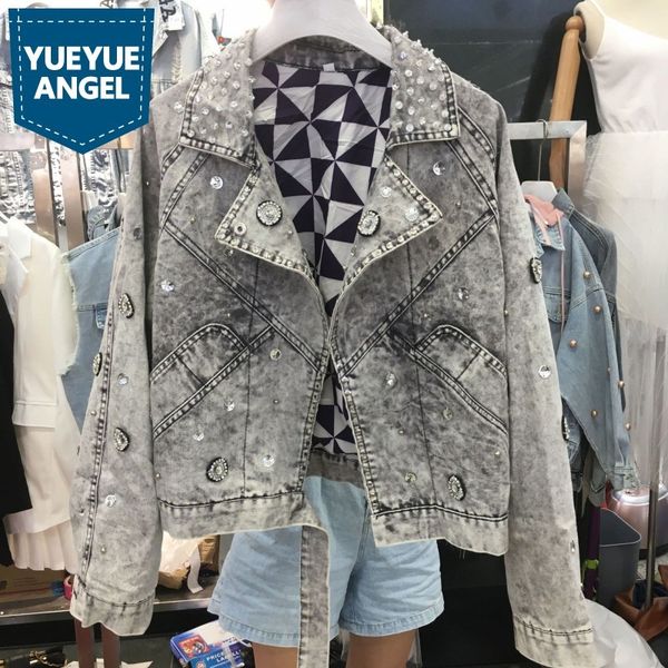 euro spring autumn bf style womens denim short coats punk vintage rivet diamonds notched collar female loose jackets streetwear, Black;brown
euro spring autumn bf style womens denim short coats punk vintage rivet diamonds notched collar female loose jackets streetwear, Black;brown