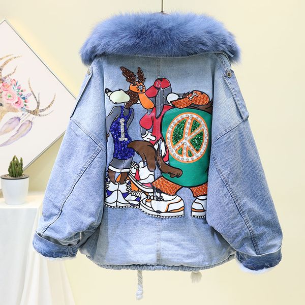 natural fur lined denim jacket fur coat coat fashion denim warm lady winter jacket women parkas overalls, Black
natural fur lined denim jacket fur coat coat fashion denim warm lady winter jacket women parkas overalls, Black