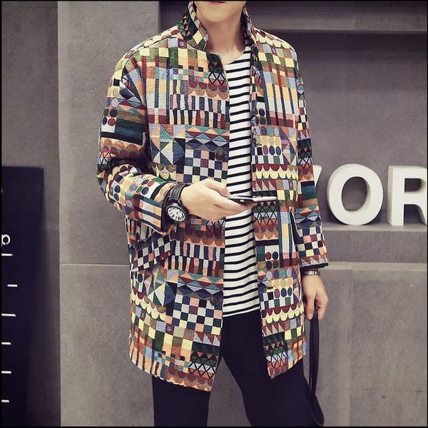 spring new men's fashion casual windbreaker jacket wind long coat national wind tide trench singer costumes, Black
spring new men's fashion casual windbreaker jacket wind long coat national wind tide trench singer costumes, Black