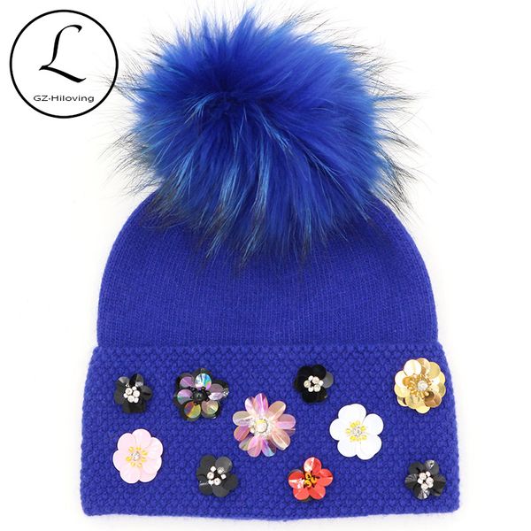 flower winter hats for women 2017 ladies winter hat with flower cool knitted wool beanie womens beanie real raccoon fur pompom, Blue;gray
flower winter hats for women 2017 ladies winter hat with flower cool knitted wool beanie womens beanie real raccoon fur pompom, Blue;gray