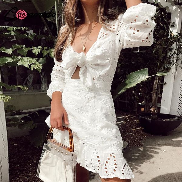 conmoto white embroidery short dress women v neck hollow out cotton winter dress 2019 new casual holiday lace up vestidos, Black;gray 
conmoto white embroidery short dress women v neck hollow out cotton winter dress 2019 new casual holiday lace up vestidos, Black;gray