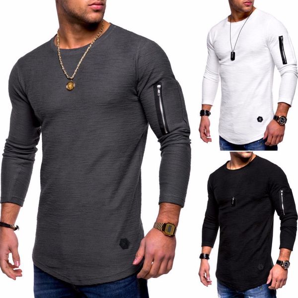 long sleeve t-shirt casual summer autumn men's street slim men's long sleeve sleeve fashion men's 2019 new mx190710, White;black
long sleeve t-shirt casual summer autumn men's street slim men's long sleeve sleeve fashion men's 2019 new mx190710, White;black
