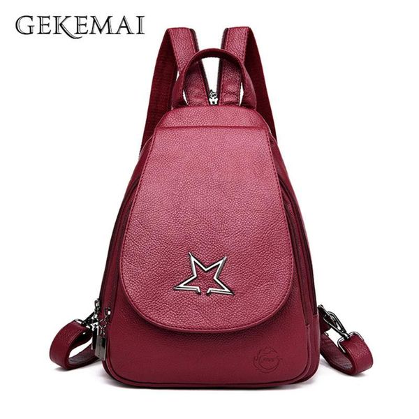 women leather school backpacks sac a dos female anti-theft shoulder bags for women travel backbag chest bag mochila