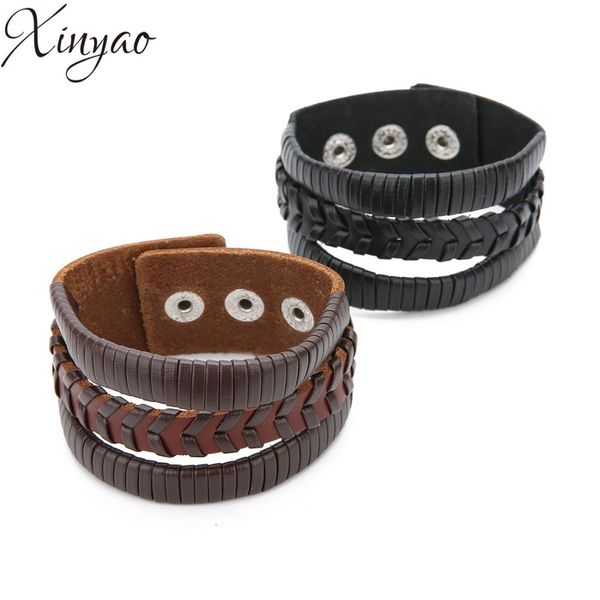 xinyao 2019 genuine leather bracelet handmade braided fashion brown punk cuff bracelets & bangles for women men jewelry, Golden;silver
xinyao 2019 genuine leather bracelet handmade braided fashion brown punk cuff bracelets & bangles for women men jewelry, Golden;silver