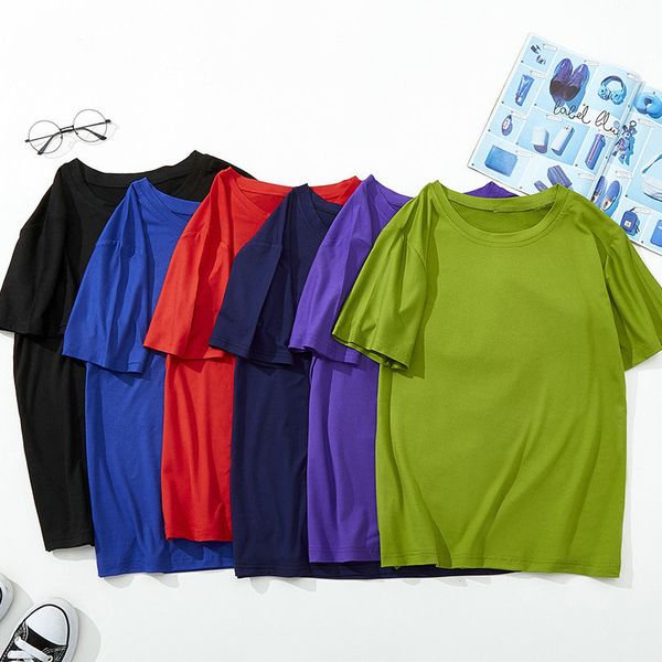 basic cotton t shirt women summer new oversized solid tees 7 color casual loose tshirt korean o neck female, White
basic cotton t shirt women summer new oversized solid tees 7 color casual loose tshirt korean o neck female, White