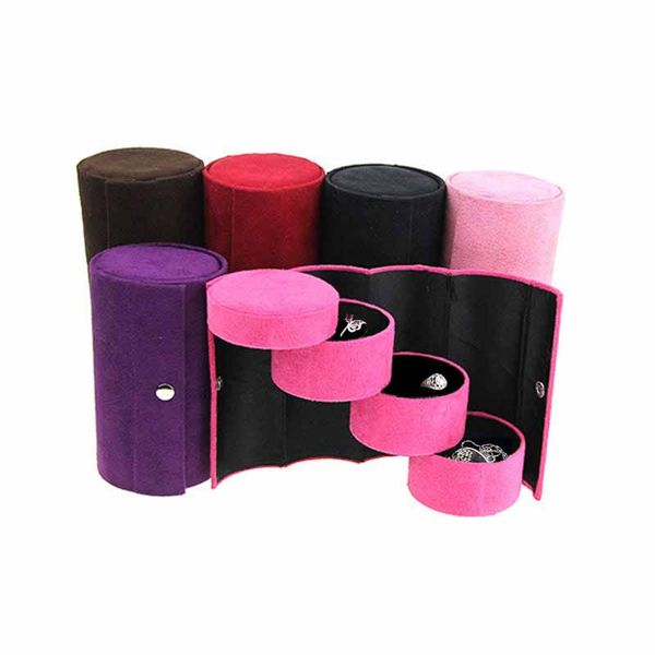 3 layers jewelry boxes display gift box cylinder organizer flannel round portable travel storage makeup carrying case, Black;white
3 layers jewelry boxes display gift box cylinder organizer flannel round portable travel storage makeup carrying case, Black;white