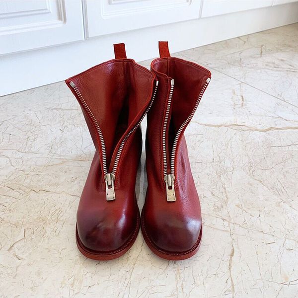 shoes zipper luxury fashion short boots vintage pleated inverted boots women's middle tube martin boots waterproof flat shoes, Black
shoes zipper luxury fashion short boots vintage pleated inverted boots women's middle tube martin boots waterproof flat shoes, Black