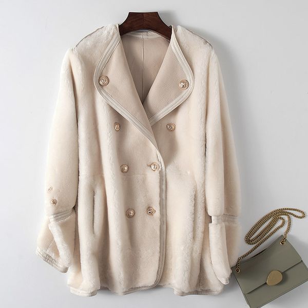 natural real fur coat female vintage sheep shearling genuine leather jacket women korean 100% wool double faced jackets 20191205, Black
natural real fur coat female vintage sheep shearling genuine leather jacket women korean 100% wool double faced jackets 20191205, Black